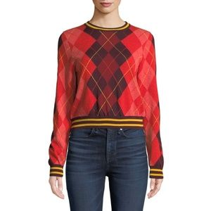 Rag & BoneDex Cropped Argyle Crewneck Sweater